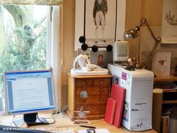 Desk & inspirational clutter of shed - The Scriptorium, Norfolk