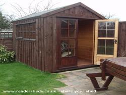 front and side view of shed - smokers retreat, 