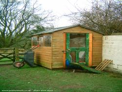 Front view of shed - Recycled Goat House, 
