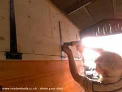 Build 16 - Flap goes on of shed - Disco Shed mkII, Gloucestershire
