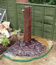 Whilst waiting for the cladding I built a water feature! of shed - Das Bunker, 