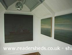 Interior Studio 2 paintings hung for completion of shed - Dungeness Open Studios - Studio 2, Kent