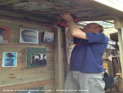 Finishing touches of shed - The Stencil Shed, Wiltshire