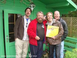 Outside Brian's Shed, recording the campaign video for the campaign to get Brian Blessed to do a voice over for my Sat Nav of shed - Brian Blessed's Shed, Surrey