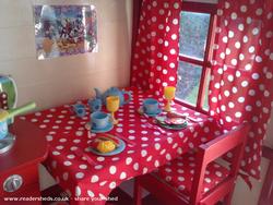 Maria's Play House: Inside view table and window