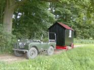 On route to its new home...with the help of our Series One land Rover 1950... of shed - kimberly, Norfolk