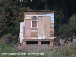 Front view from down hill of shed - Pope's Folly, East Sussex