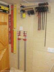 Clamps mounted on the wall of shed - Sheepy's Workshop, 