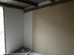 Plasterboarding of shed - , 