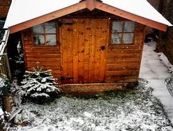 The Palace today in the snow! of shed - The Brokedown Palace, Greater London