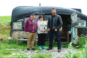 George Clarke drops in for Amazing Spaces filming for Channel 4 of shed - Boat Roofed Shed, Powys