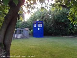 New Location of shed - Mini Doctor's Tardis - Garden, Little Bentley, Essex