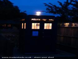 Night View of shed - Mini Doctor's Tardis - Garden, Little Bentley, Essex