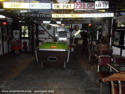 The pool table of shed - Charlie Browns Bar, Essex