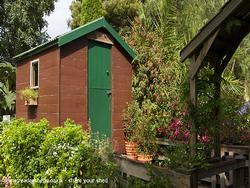 Front view with more garden of shed - The Hutch, 