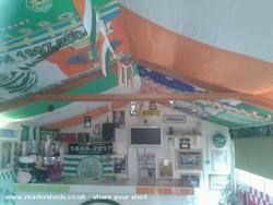 PARADISE: flags on roof.