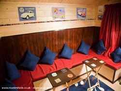 Custom-built bench seating and storage of shed - Bug Inn, Hertfordshire