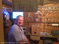 brother-in-law acting as barman of shed - The Effinn Shed, Cheshire East