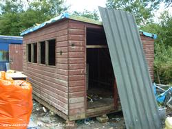 off comes roofing sheets bought with pocket money of shed - Heart full of happiness,rise from dereliction , Carmarthenshire