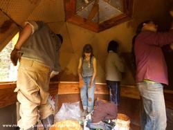 I ran an free earthen plaster workshop to complete the inside plastering. of shed - Earthen Tiny Home Dome, Oregon
