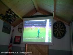 New big screen projector for up coming World Cup and season finale of BPL of shed - Tommy's Free House, Northern Ireland
