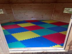 Inside the soft play room of shed - EquATA Arctic Cabin, Northamptonshire