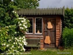 Roses over the Pear Hut of shed - The Pear Hut, Worcestershire
