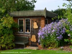 Pear Hut with Michaelmas Daisies in bloom of shed - The Pear Hut, Worcestershire