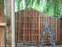 Rear Wall of shed - Pallet Shed Extension with Waney edge cladding, City of London