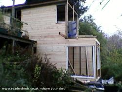 View from the bottom of the garden just before completion of shed - The Vision, Greater Manchester