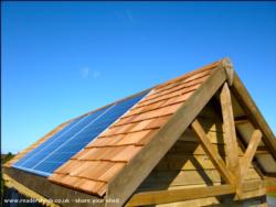Solar panels on the Tiny House of shed - Cosy Cottage, East Sussex