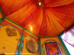 inside, detail of tent ceiling of shed - Moroccan Riad, Monmouthshire