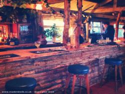 Inside, the bar of shed - The Golden Pheasant Lodge, Kent