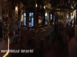 Inside a panoramic at Christmas of shed - The Golden Pheasant Lodge, Kent