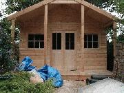front complete of shed - cottage in the woods, 