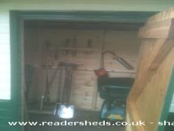 inside view - a store for garden tools of shed - Adelstrop, Gloucestershire