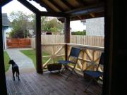 Patio & my dog Bess of shed - The Postmortem Arms, 
