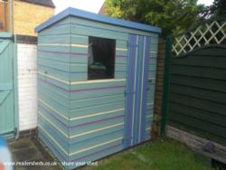 front corner view of shed - caribbean dream, West Midlands