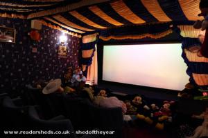 Set up for a Childrens Fim Show of shed - Cabin Cinema, Leicestershire
