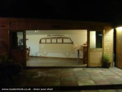 Front view with doors open of shed - The man cave, Lancashire