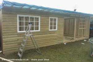 Putting the windows in of shed - The Wivern Inn, East Riding of Yorkshire