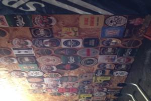 Beermat ceiling of shed - The Three Hairs, Wiltshire