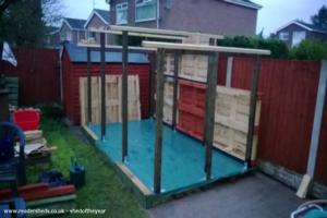 Base and framework in position of shed - Tigress, Merseyside