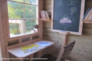Drop Down Desk & Blackboard of shed - Archie's Adventure Centre, Cheshire