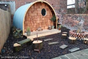 Side view and surroundings of shed - The Hobbit House, Merseyside