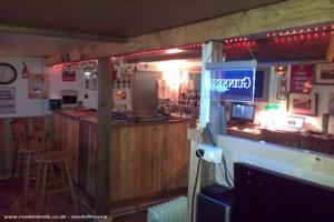 A view of the bar!, with footrail made from used aerial pole! of shed - Ram Shack, Nottinghamshire