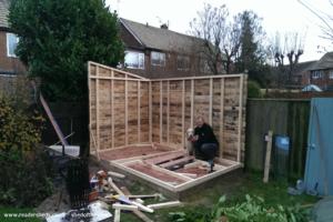 2 non facing walls of shed - the pallet shed, Northumberland