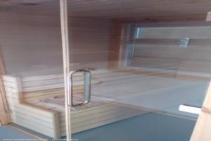 inside sauna of shed - sauna house, Surrey