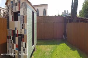 Exterior, Mixed patterned ceramic tiles of shed - Studio Shed, Greater London