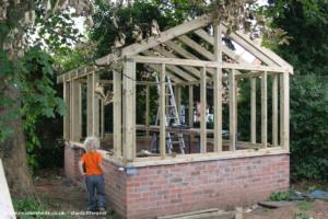 Joe helping me build the frame of shed - Number 12, Nottinghamshire